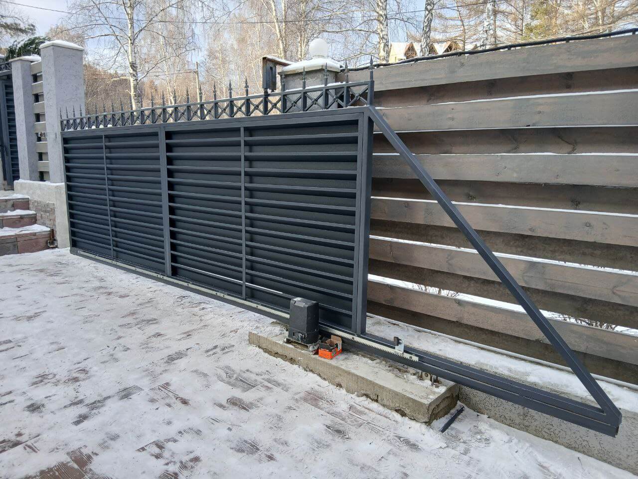 Входная группа из ламелей Хай-Тек RAL7024/7024 Серый Графит двусторонний МАТТЕ фото 23 в Мурманске