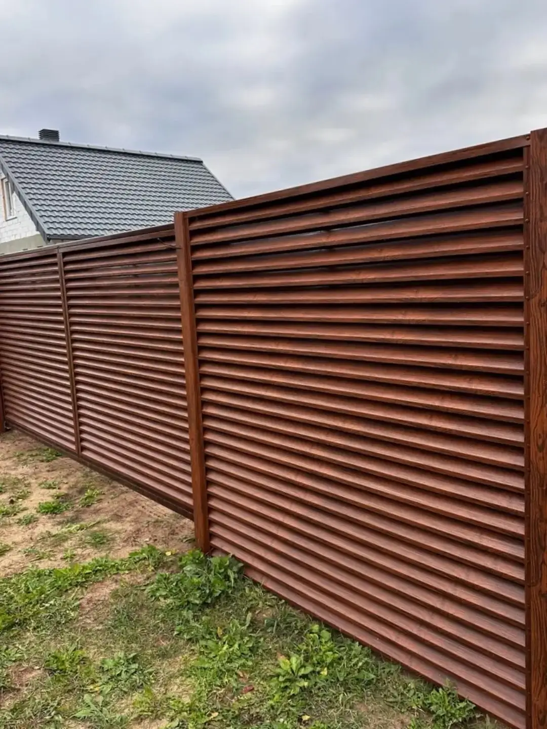 Забор-жалюзи из ламелей ЭКО-Z 58м Темный Дуб 3D Принтек фото 1 в Мурманске